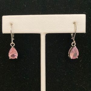 5.4 Cts. CZ - French wire dangling earrings with Silvertone setting